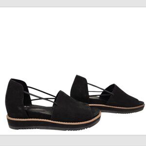 Eileen Fisher Ken Tumbled Nubuck Leather Platform Sandal